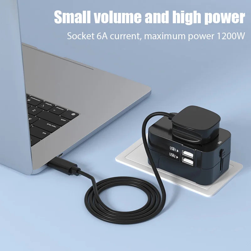 Global Universal Travel Power Adapter with USB Sockets and Child Safety Lock